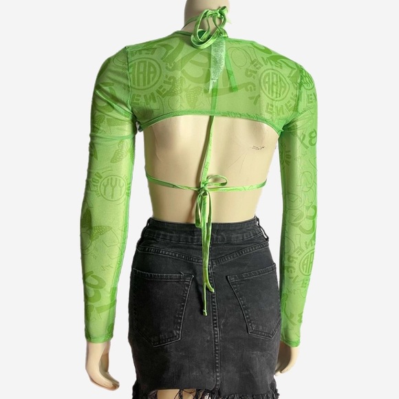 ASOS Green Super Crop Mesh Bra and Sleeves Set Top - 10 - Picture 3 of 3